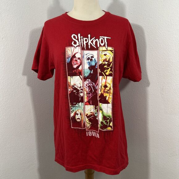 Slipknot T shirt Mes M Red Iowa Crew Stone Sour Corey Taylor Horror Rock Band - Picture 1 of 7